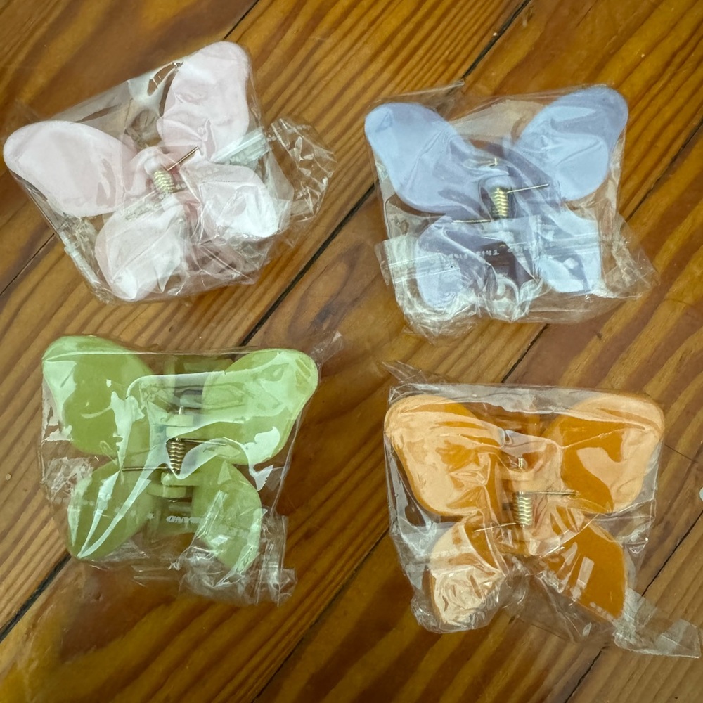 Set of Four Butterfly Hair Clips